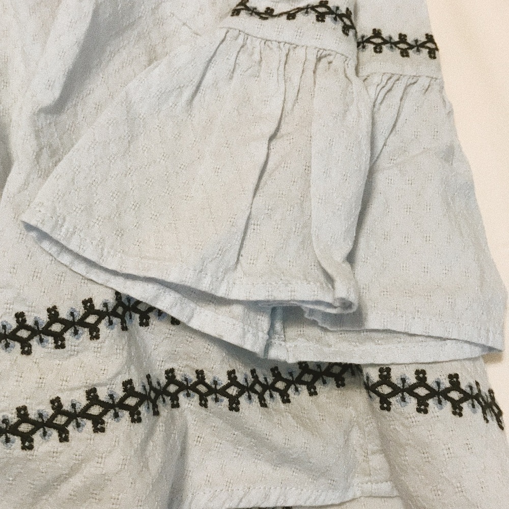 pale blue off the shoulder top